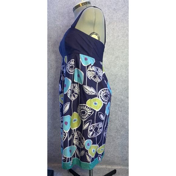 OC By OC Navy Flowered Sundress, Modern Print, Women’s Size 12, Summer Frock - Picture 3 of 13